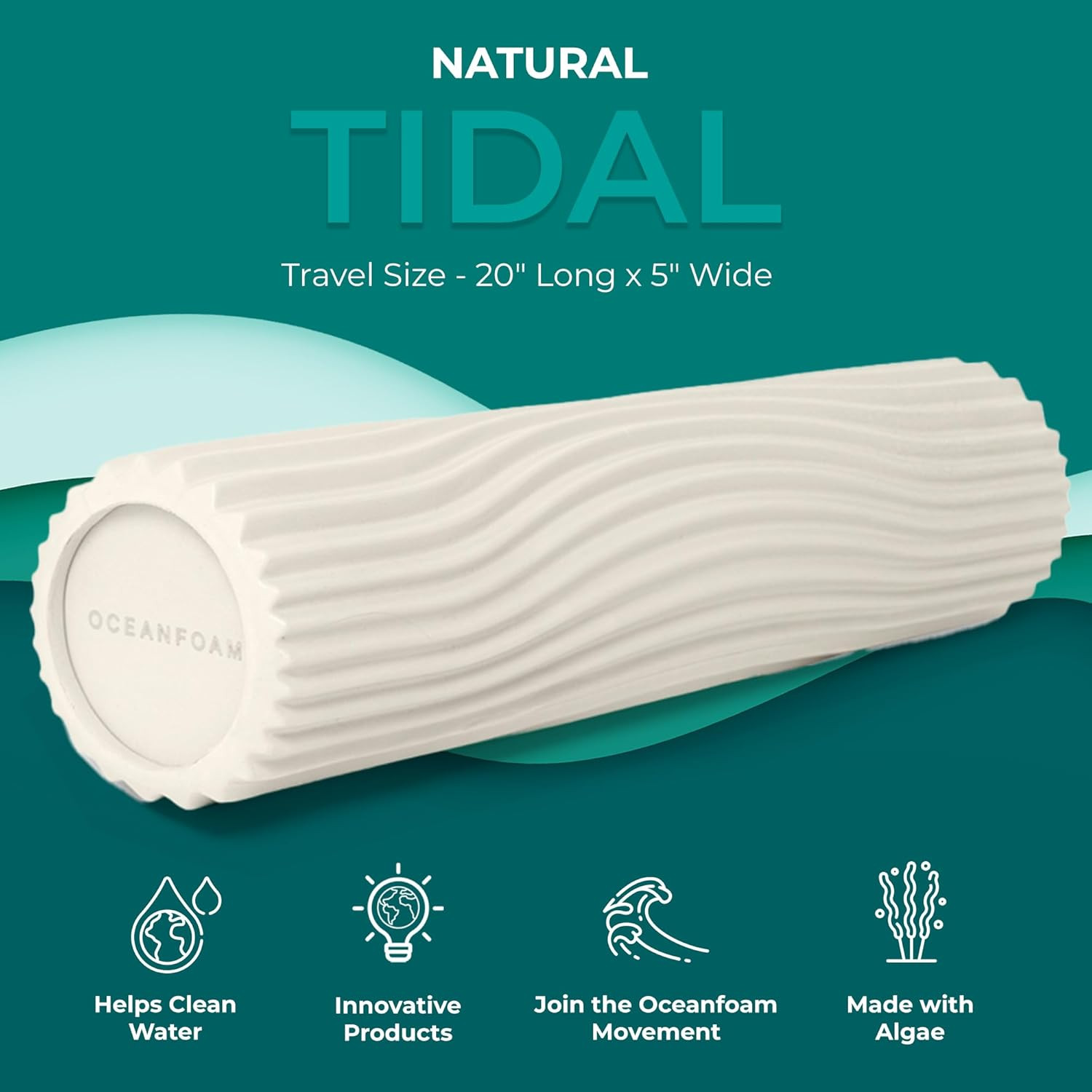 Oceanfoam Tidal Roller - Natural - Muscle Massage Foam Roller for Back Pain & Stretching - Firm a... | Amazon (US)