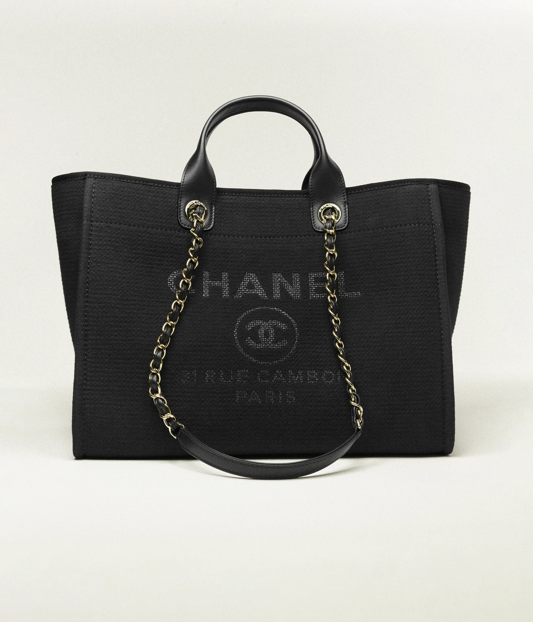 Large shopping bag, Canvas & gold-tone metal, black — Fashion | CHANEL | Chanel, Inc. (US)