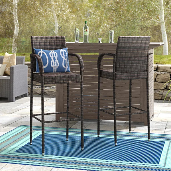 Dalessio Outdoor Garden 30" Patio Bar Stool (Set of 2) | Wayfair North America