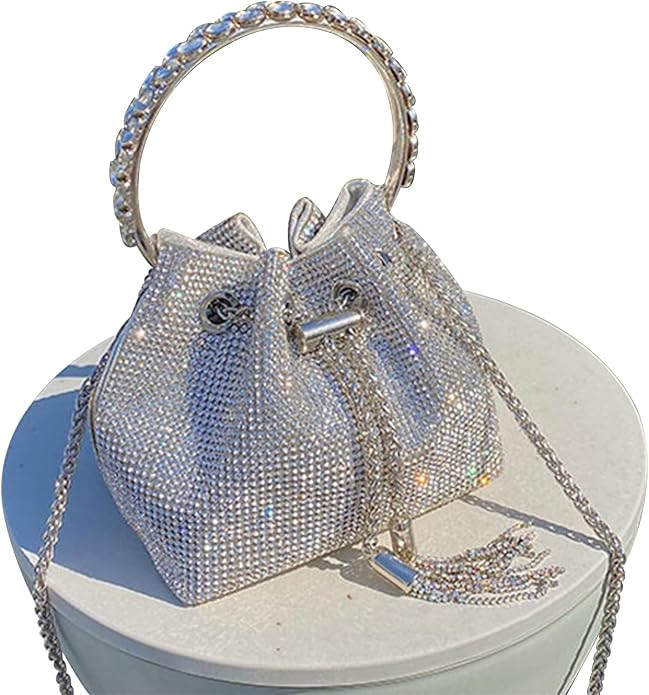 TOPALL Upgrade Rhinestone Evening Bag Bling Purse Sparkly Diamond Silver Clutch Purses for Women ... | Amazon (US)