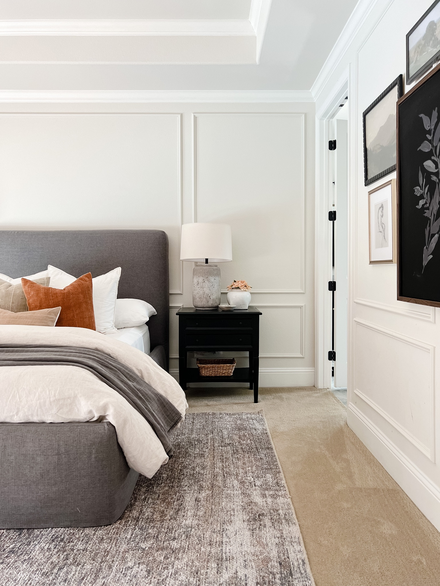 Our master bedroom with links to the inspiration upholstered beds I used to build ours.  



#LTKhome