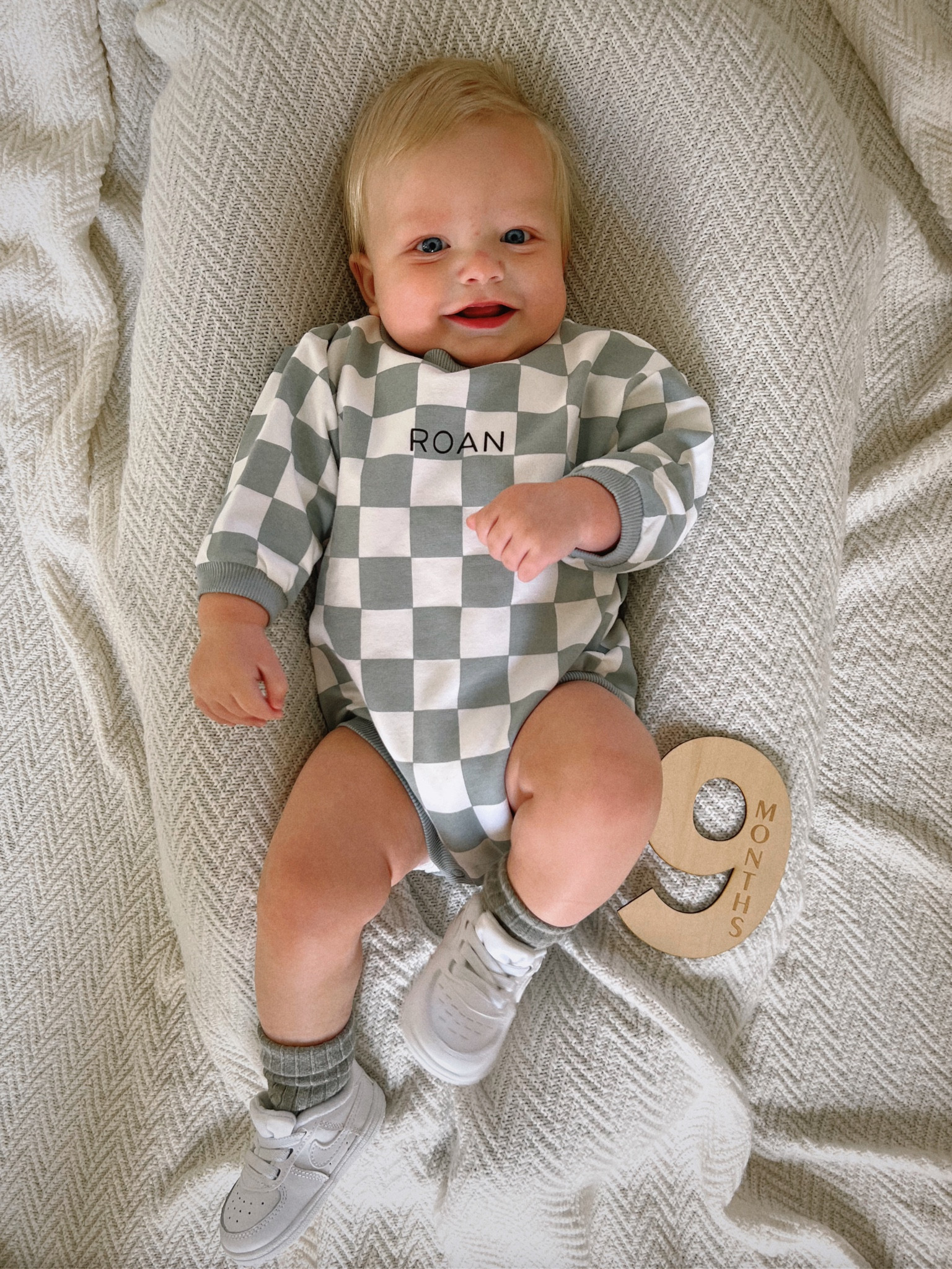 Roans 9month milestone photo outfit. I love these bubbles and get him a new one almost every month. Bubbles until he can’t fit them anymore ! He’s in a 6-12.

His milestone markers, baby Nikes also linked. 



#LTKfamily #LTKGiftGuide #LTKbaby