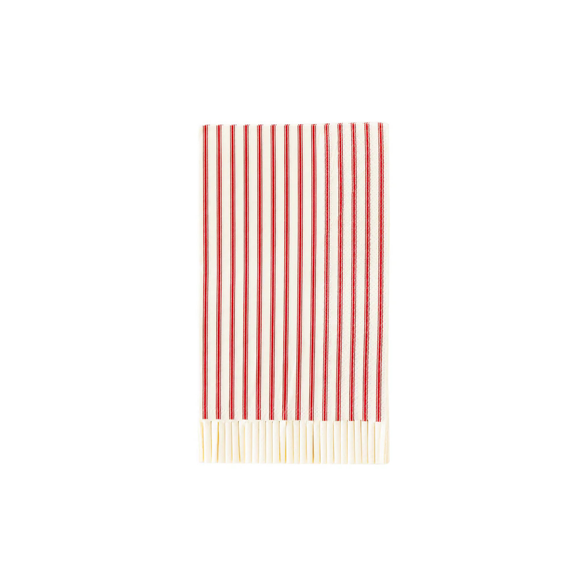 Believe Red Ticking Stipe Fringed Guest Napkin | My Mind's Eye