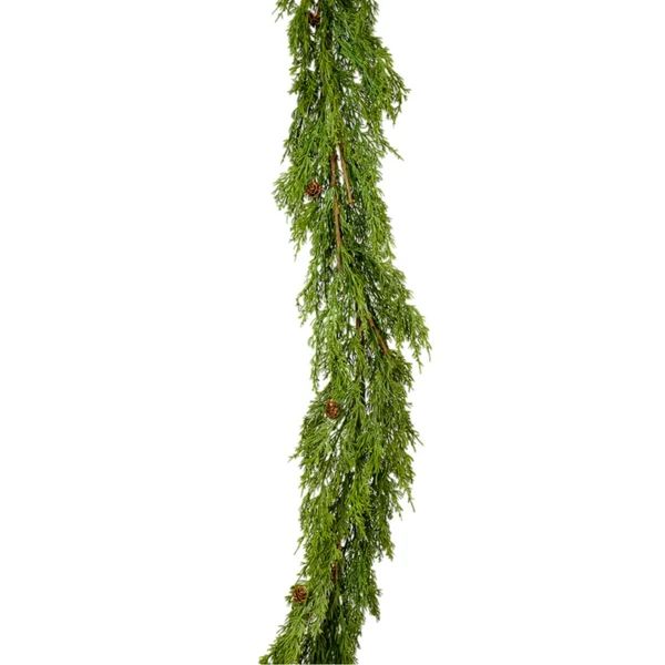 The Holiday Aisle® Artificial Cypress Garland With Mini Pine Cones, Pinecone Garland Decor, Chri... | Wayfair North America