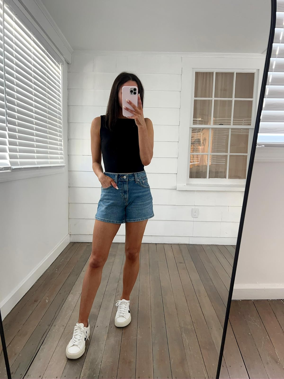 Summer basics! shorts in 24, top in XS, sneakers true to size.
denim shorts/crop tank/high neck tank/sneakers
 

 

#LTKSeasonal #LTKPetite #LTKFindsUnder50