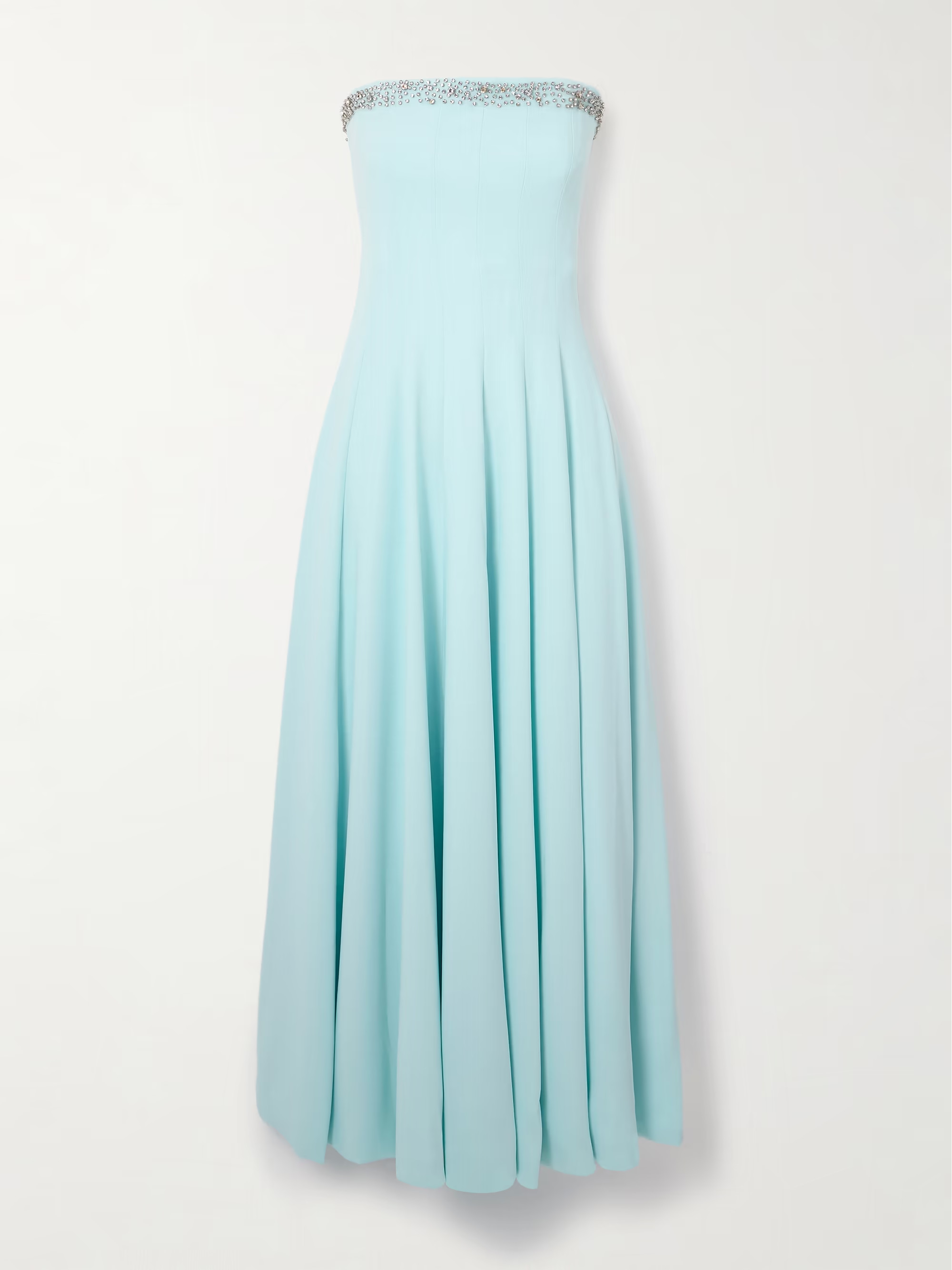 Aldina strapless pleated crystal-embellished crepe midi dress | NET-A-PORTER (US)