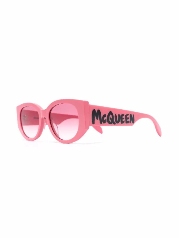 Alexander McQueen Eyewear Lunettes De Soleil Graffiti à Monture Ovale - Farfetch | Farfetch Global
