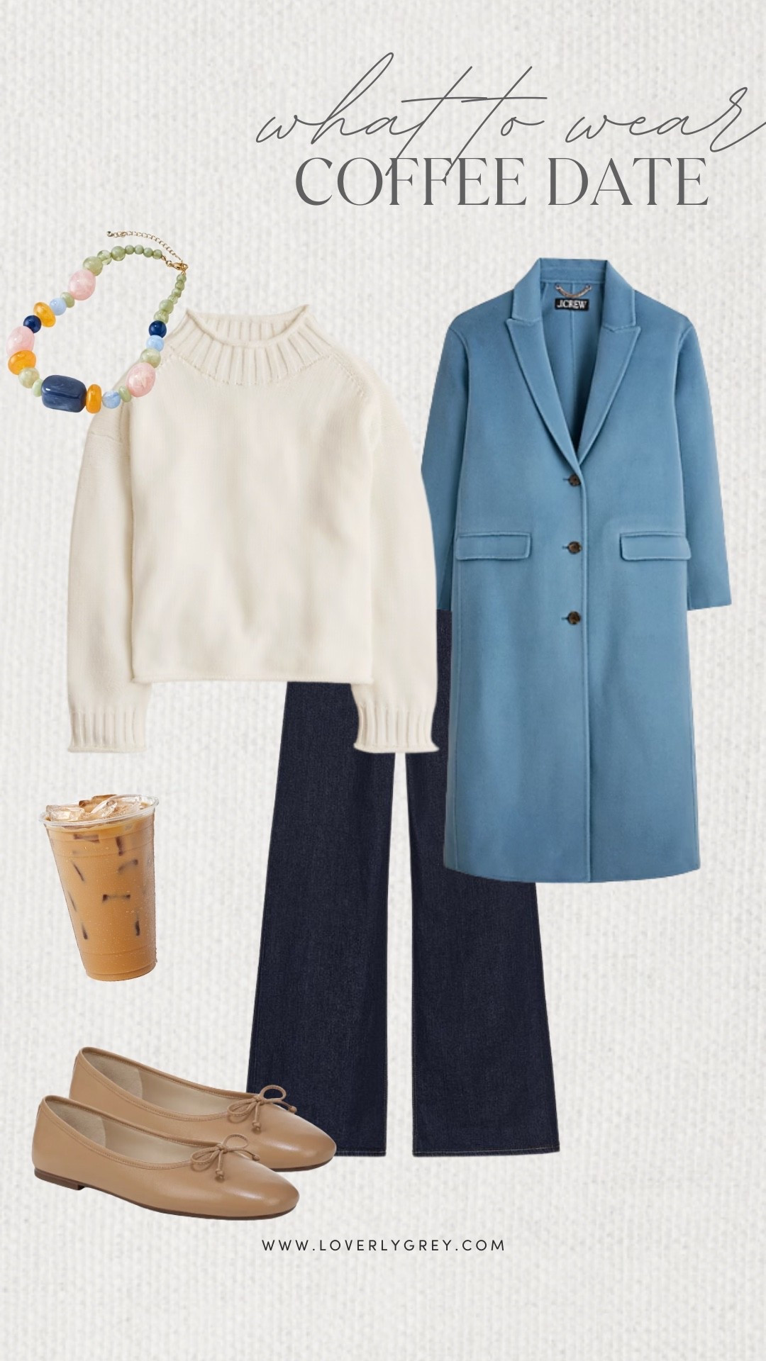 Loverly Grey, what to wear on a coffee date! I am loving this blue J.Crew coat paired with a white rollneck sweater and dark wash jeans. The Target colorful necklace ties the whole look together! Loverly Grey, what to wear, coffee date

#LTKgrwm #LTKFindsUnder100 #LTKSeasonal