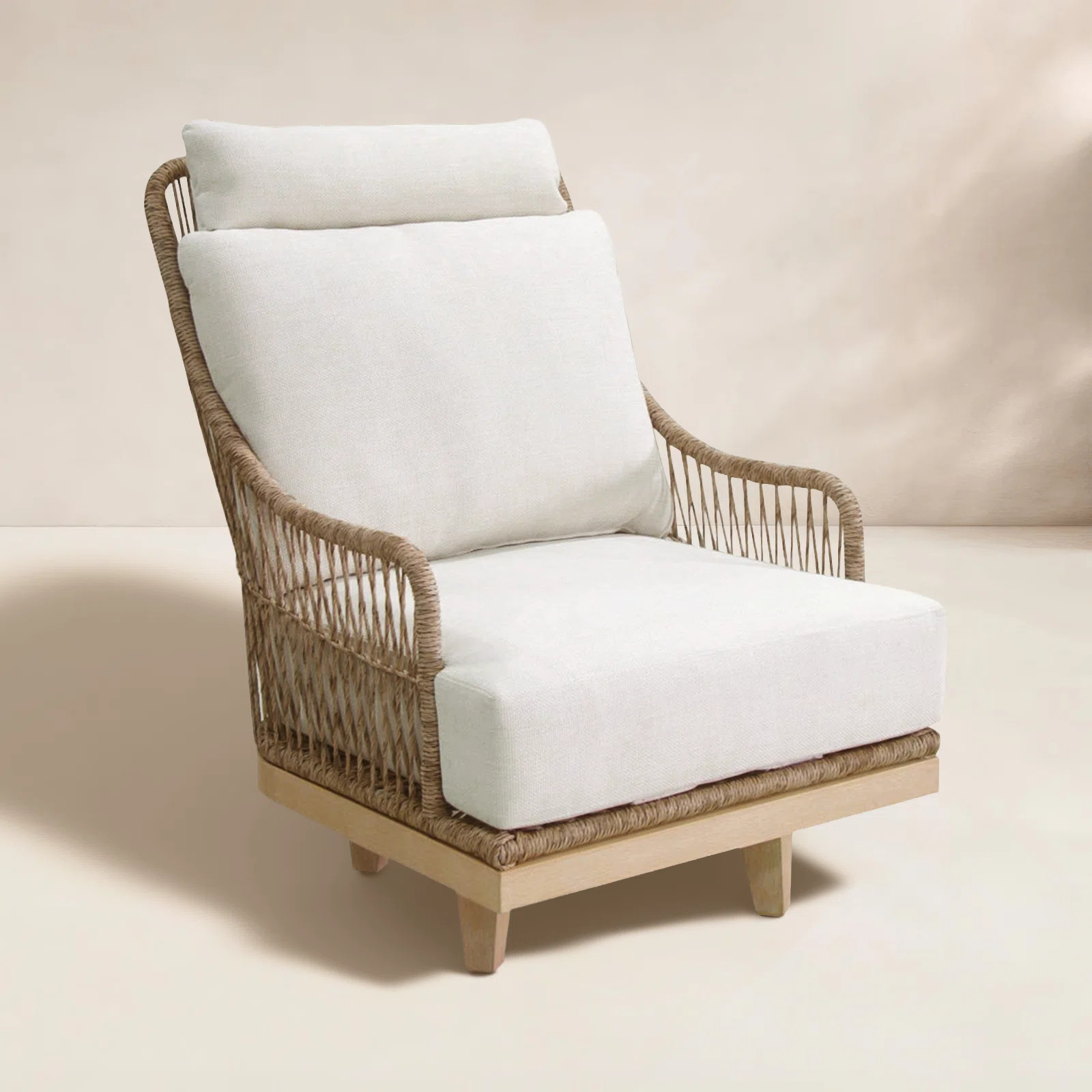 Cream Swviel Chair w Olefin Fabric | Wayfair North America