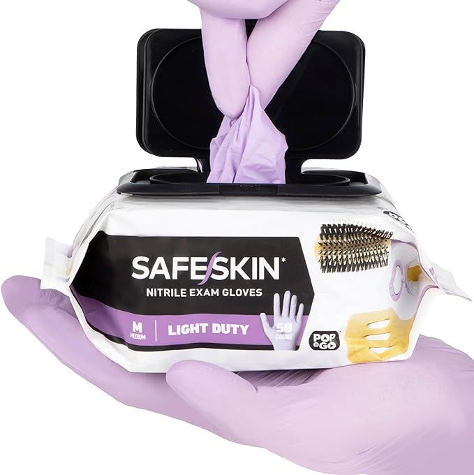 SAFESKIN Disposable Nitrile Gloves in POP-N-GO Pack of 50 or 200 Powder Free - Hair, Cleaning, Me... | Amazon (US)
