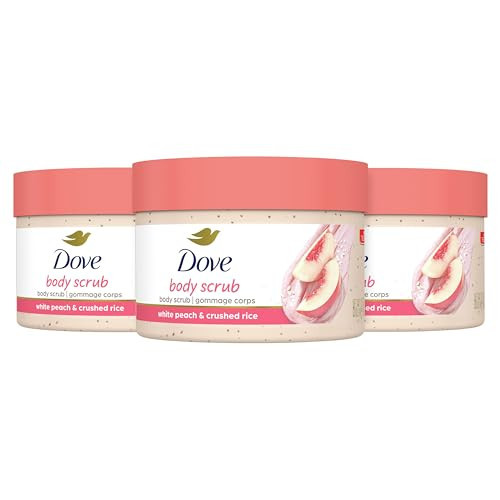 Dove Body Scrub White Peach & Crushed Rice 3 Count for Visibly Silky-Smooth, Nourished Skin, with ¼ Moisturizing Cream, 10.5 oz | Amazon (US)