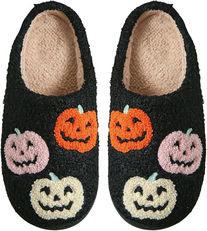 Cute Slippers for Women Halloween Fun Cute Holiday House Shoes Fluffy Warm Slipper Gifts for Adul... | Amazon (US)