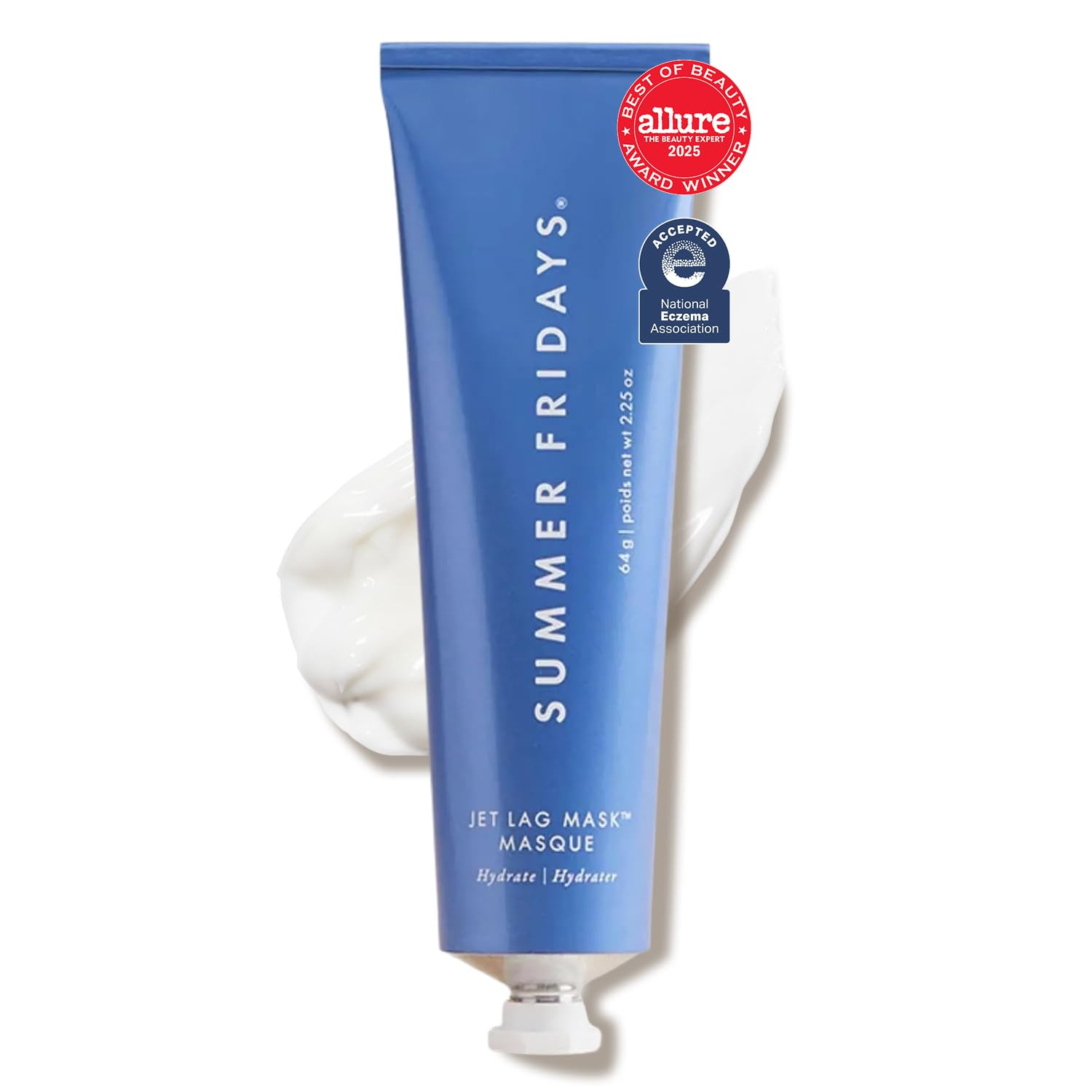 Summer Fridays Jet Lag Mask - Hydrating Overnight Face Mask, Moisturizer + Eye Cream - Enriched with Hyaluronic Acid, Niacinamide, + Antioxidants - Multitasking Travel Size Skin Care (2.25 Oz) | Amazon (US)
