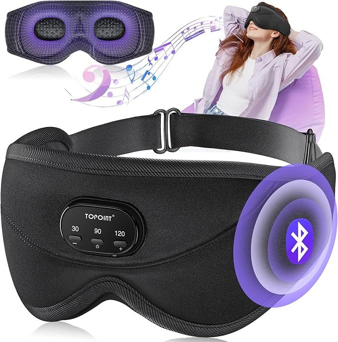 TOPOINT Sleep Mask Headphones with Wireless Bluetooth 5.2, 3D Eye Mask White Noise Headphones for... | Amazon (US)