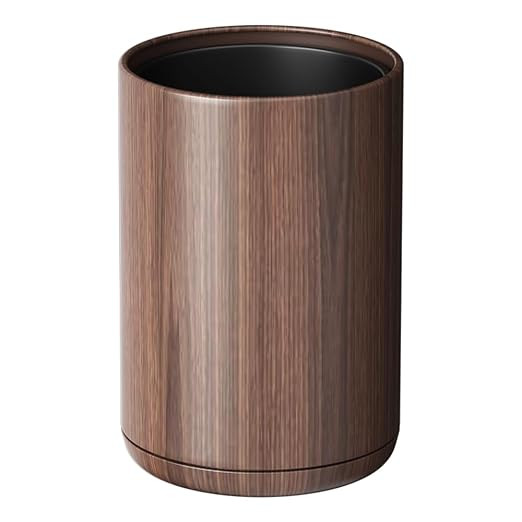 8L/2.1GAL Dark Brown Modern Metal Waste Bin with Realistic Wood Texture,Built-in Bag Holder,Offic... | Amazon (US)