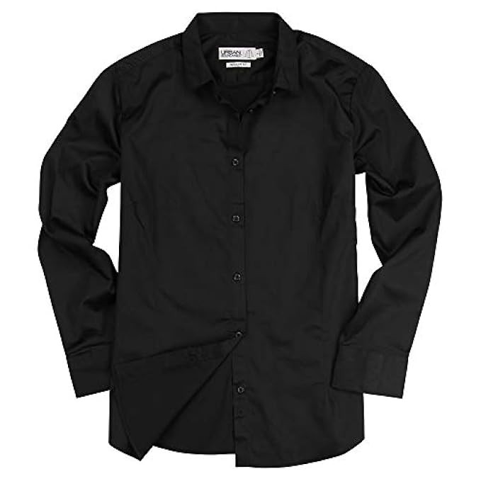Urban Boundaries Womens Basic Tailored Long Sleeve Cotton Button Down Work Shirt | Amazon (US)