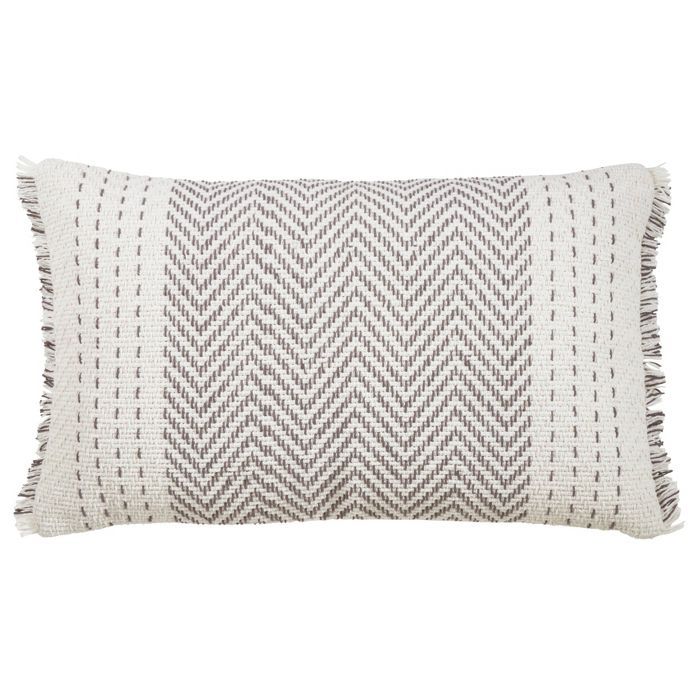 14"x23" Oversize Kantha Stitch Lumbar Throw Pillow Cover Gray - Saro Lifestyle | Target