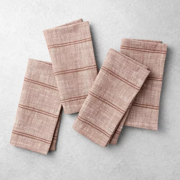 4pk Rib Stripe Napkin Pumpkin Brown - Hearth & Hand™ with Magnolia | Target