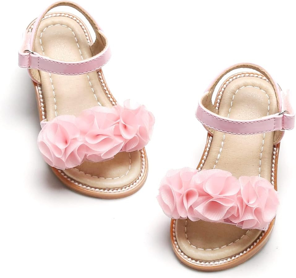 Felix & Flora Toddler Girls Sandals Soft Rubber Flats Summer Baby Flower Girl Shoes. | Amazon (US)