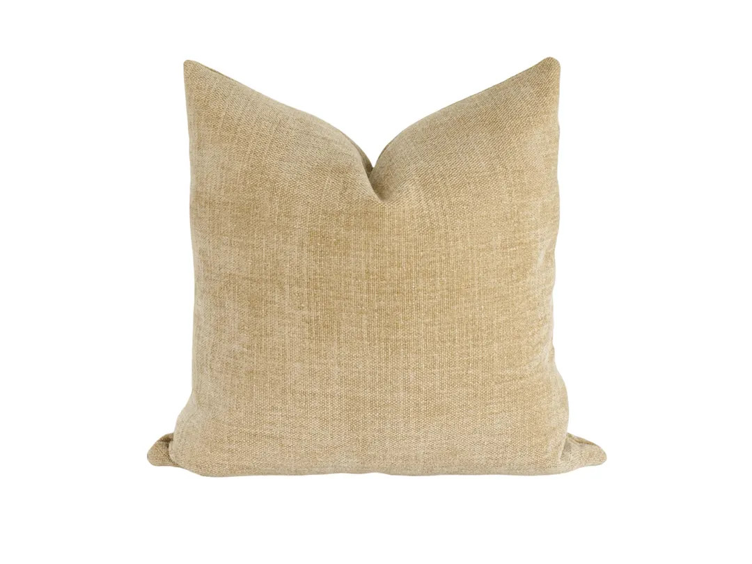 Chenille Throw Pillow Cover: Mustard Textured Cotton (Handmade USA) | Etsy (US)