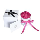 Bouquet of Preserved Bright Pink Roses in a round box, Long Lasting Luxury Flowers that last a year, | Amazon (US)