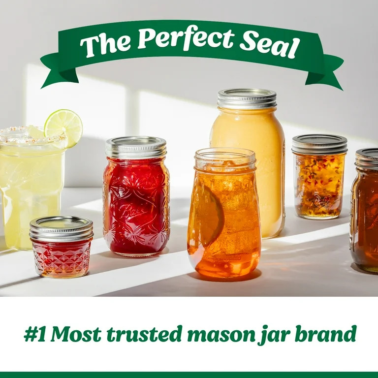 Ball 16 oz Mason Jars Regular Mouth 12pk, Pint Canning Jars with Lids and Rings, Bulk Ball Jars f... | Walmart (US)