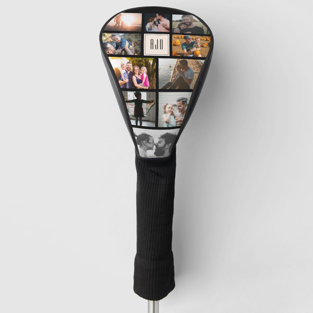 Monogram Cool Family Photo Collage Trendy Sports Golf Head Cover | Zazzle