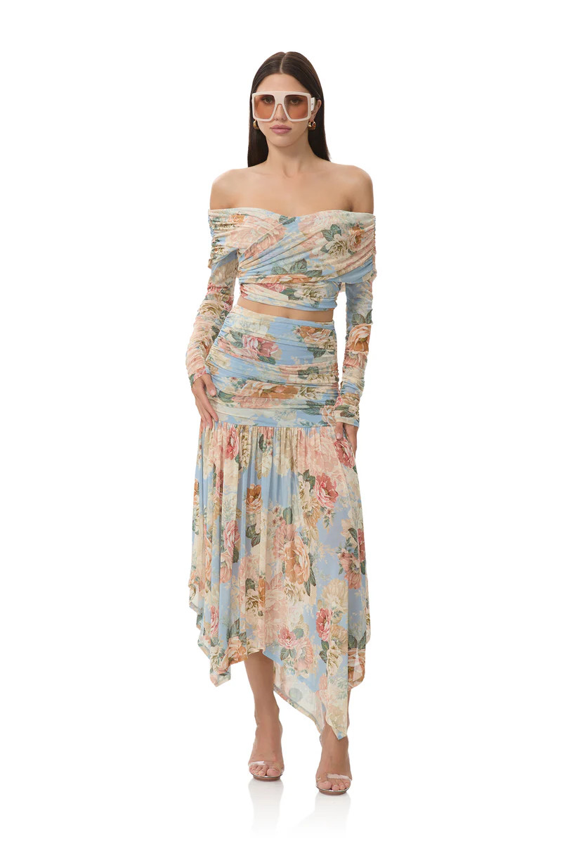 Estella Skirt - Soft Slate Bloom | ShopAFRM