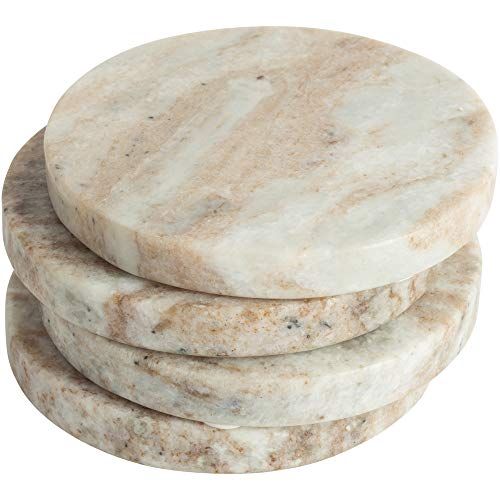 Palais Essentials Farmhouse Decor Marble Coasters for Drinks - Kitchen Table Drink Coaster Set of... | Walmart (US)