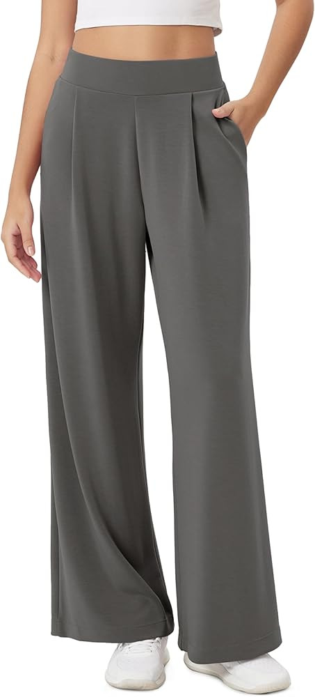 ODODOS Modal Soft Wide Leg Pants for Women High Waist Casual Relaxed Pants with Pockets-27/29"/ 3... | Amazon (US)