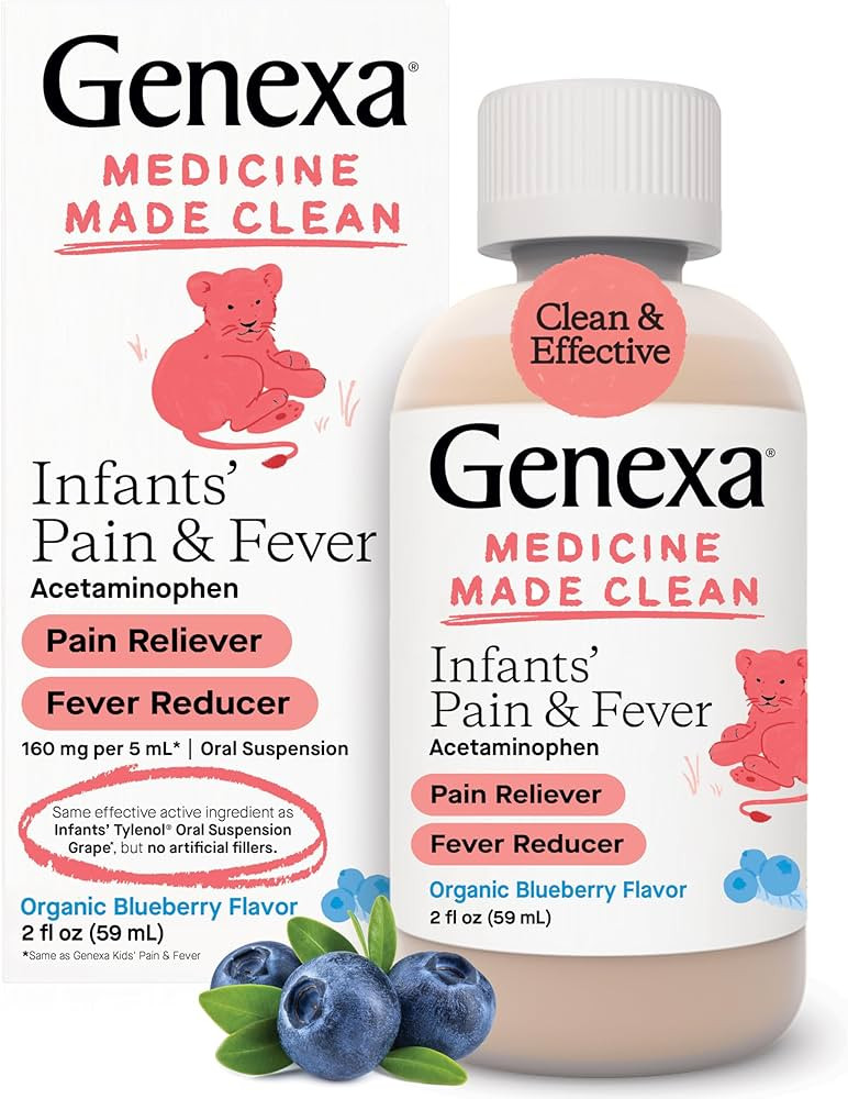 Genexa Infants’ Pain and Fever Reducer | Baby Acetaminophen, Dye Free, Liquid Oral Suspension M... | Amazon (US)