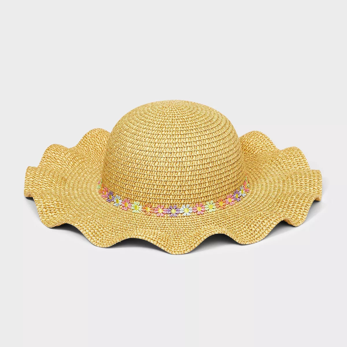 Toddler Girls' Straw Daisy Trim Floppy Hat - Cat & Jack™ Tan | Target