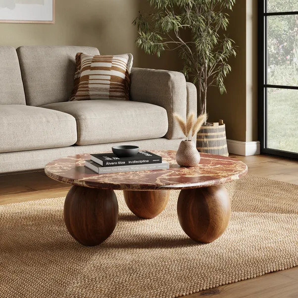Buffie Coffee Table, Marble and Mango Wood | Dunelm