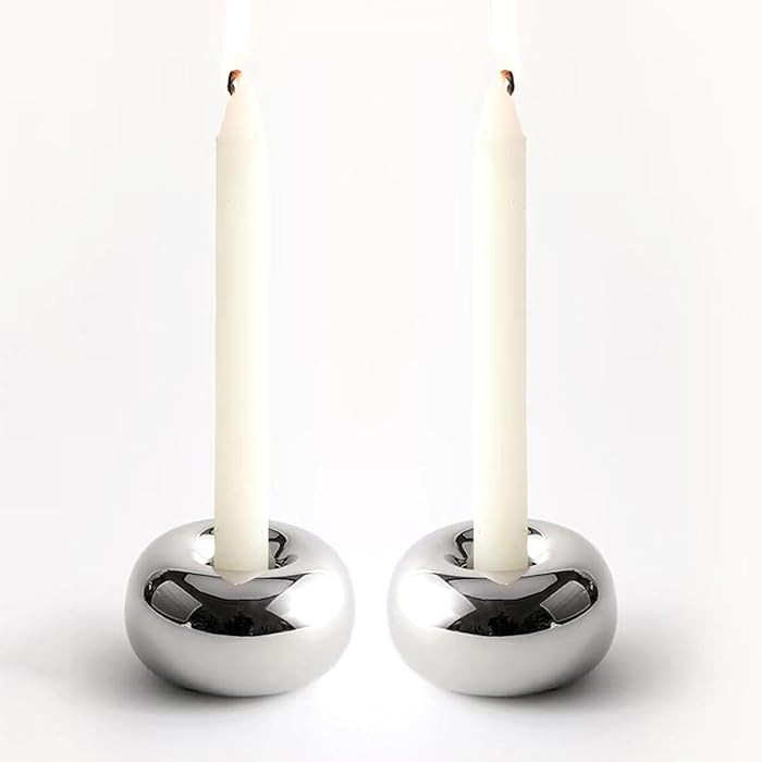 Silver Modern Doughnut Shaped Candlestick Holder, Small Decorative Taper Candle Holder for Bathtu... | Amazon (CA)