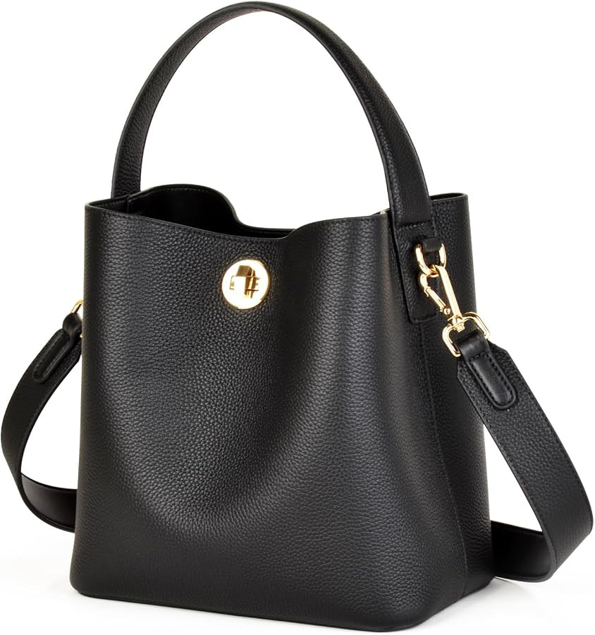 DONNAIN Genuine Leather Bucket Tote Bag for Women, Small Crossbody Bag and Trendy Shoulder Bag with Adustable Strap | Amazon (US)
