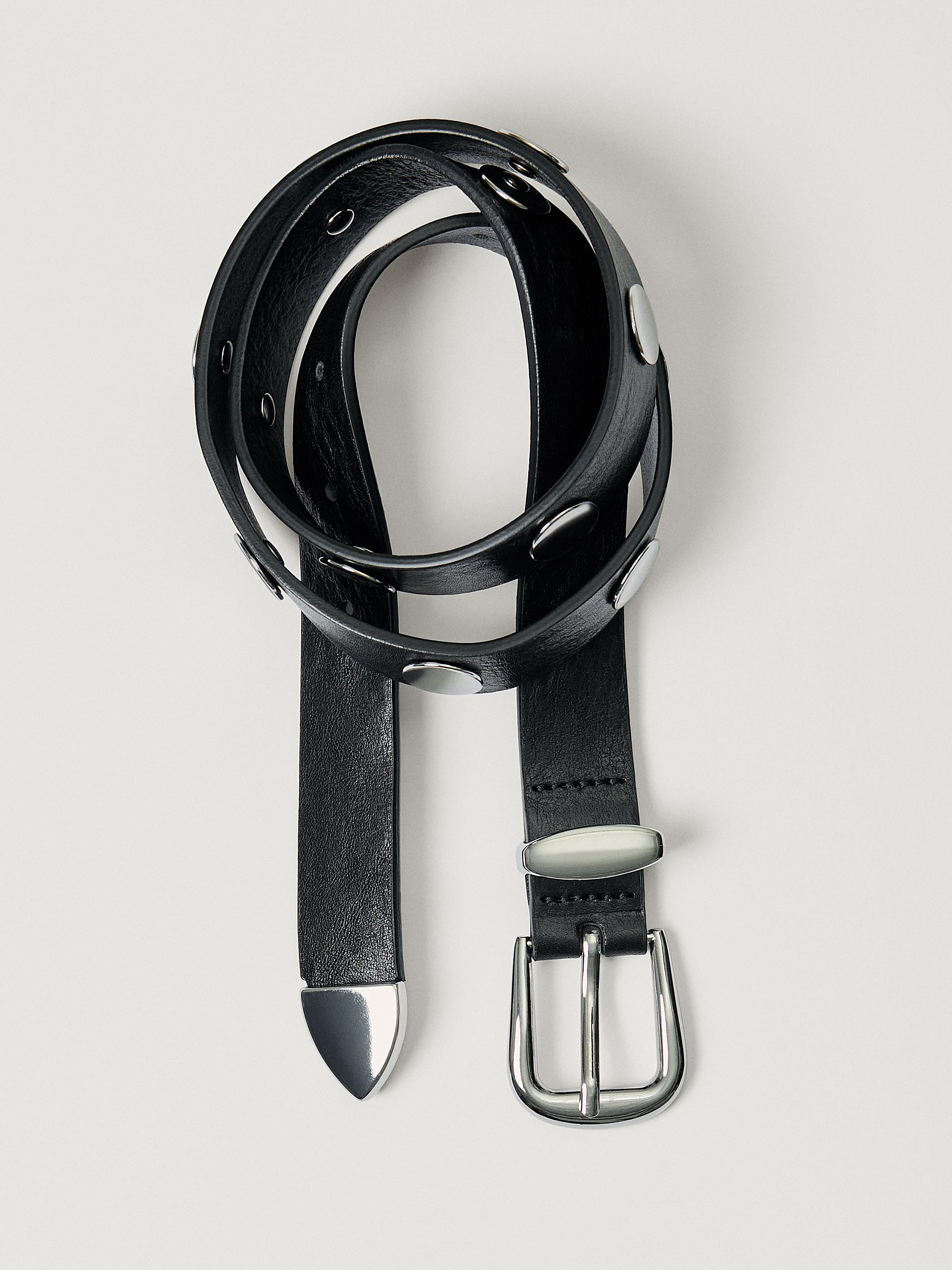 Leather belt with studs | Massimo Dutti US