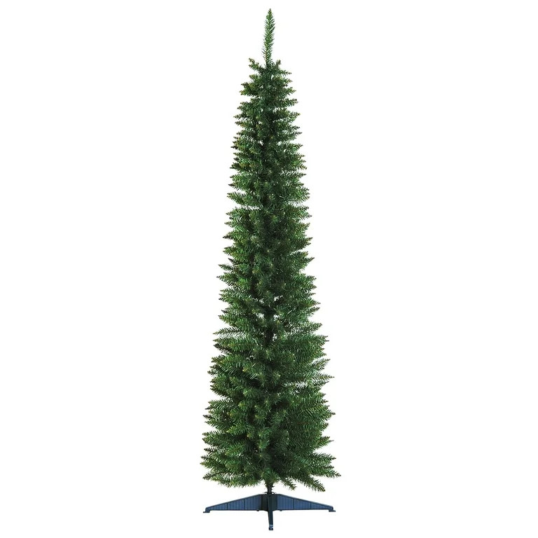 HomCom Green Hinged Fir Slim Noble Hinged Artificial Christmas Tree, with Realistic Plastic Branc... | Walmart (US)