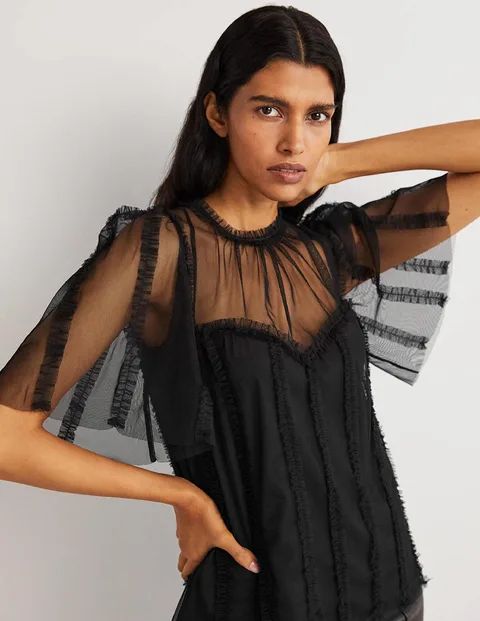 Black Sweetheart Tulle Party Top - Black | Boden (US)