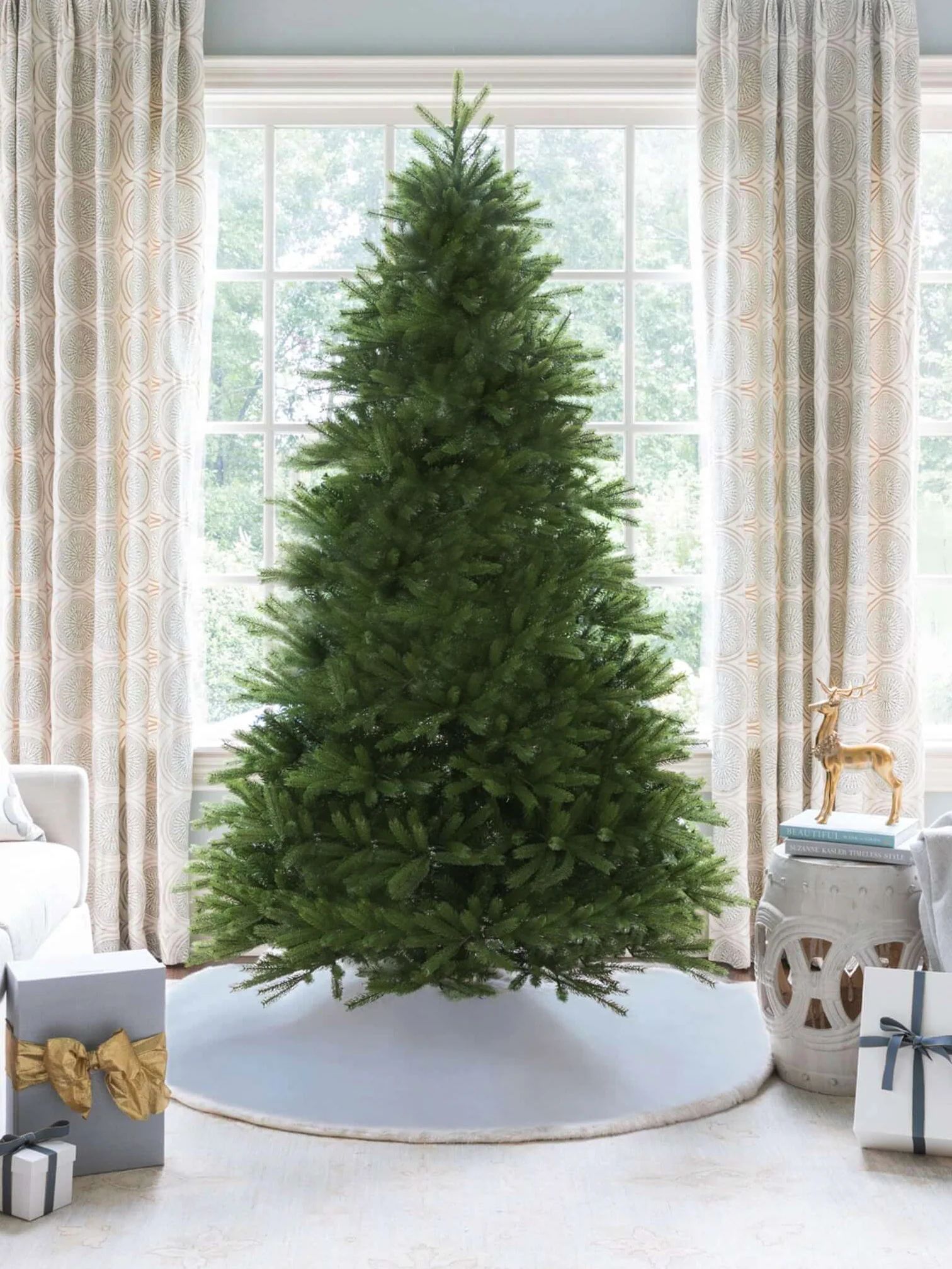7.5' King Fraser Fir Artificial Christmas Tree with 1000 Warm White & Multi-Color LED Lights | King of Christmas