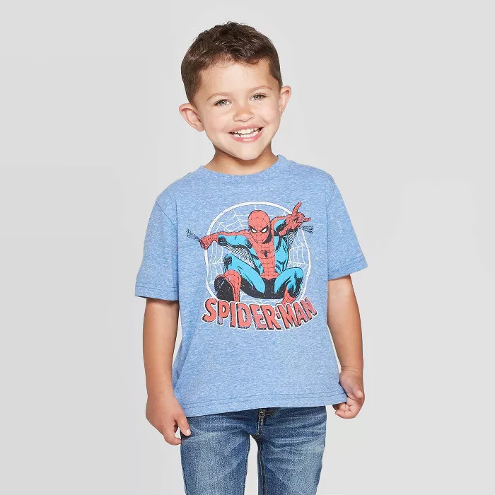Toddler Boys' Disney Spider-Man Short Sleeve T-Shirt - Heather Blue | Target