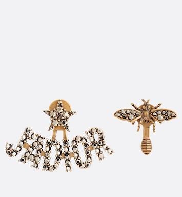 J'Adior Ohrringe Metall mit Antikgold-Finish und Kristalle in Goldfarbe | DIOR | Dior Couture