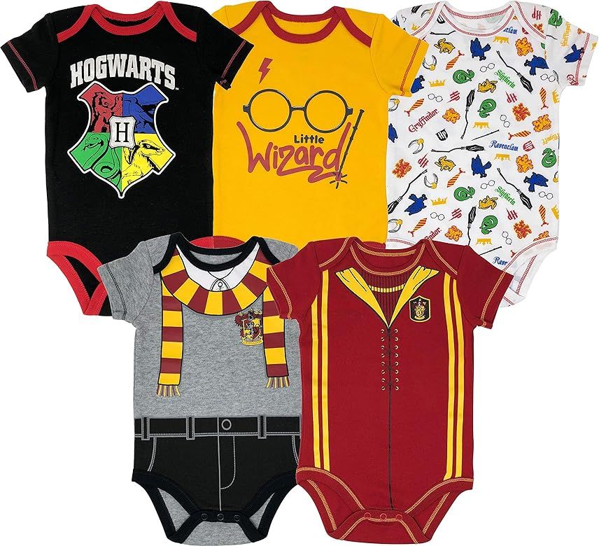 Harry Potter Baby Boys' 5-Pack Bodysuits Hogwarts Gryffindor | Amazon (US)