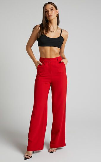 BONNIE PANTS - HIGH WAISTED TAILORED WIDE LEG PANTS IN WHITE | Showpo (US, UK & Europe)