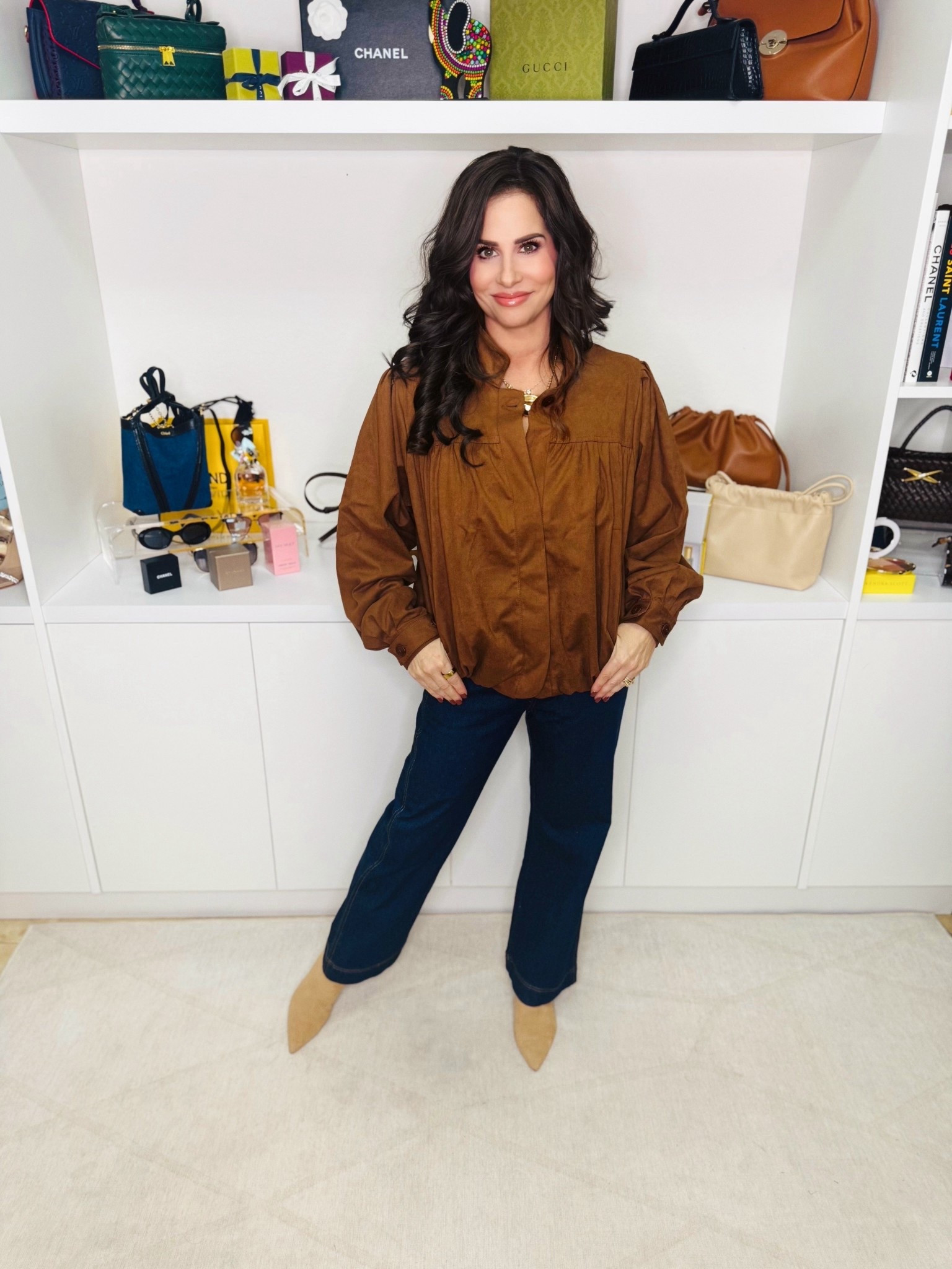 This brown faux suede jacket is amazing !!! Fully lined. Wearing a sm 

#LTKStyleTip #LTKOver40 #LTKFindsUnder50