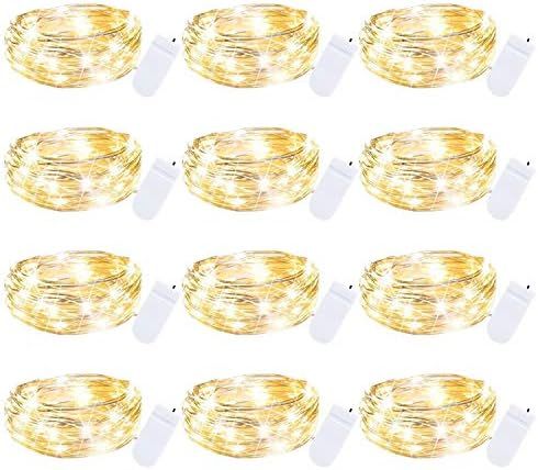 Amazon.com: 12 Pack Fairy Lights Battery Operated -7Ft 20 Led Silver Wire String Lights Waterproo... | Amazon (US)