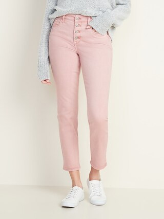 High-Waisted Button-Fly Power Slim Straight Ankle Jeans for Women | Old Navy (US)