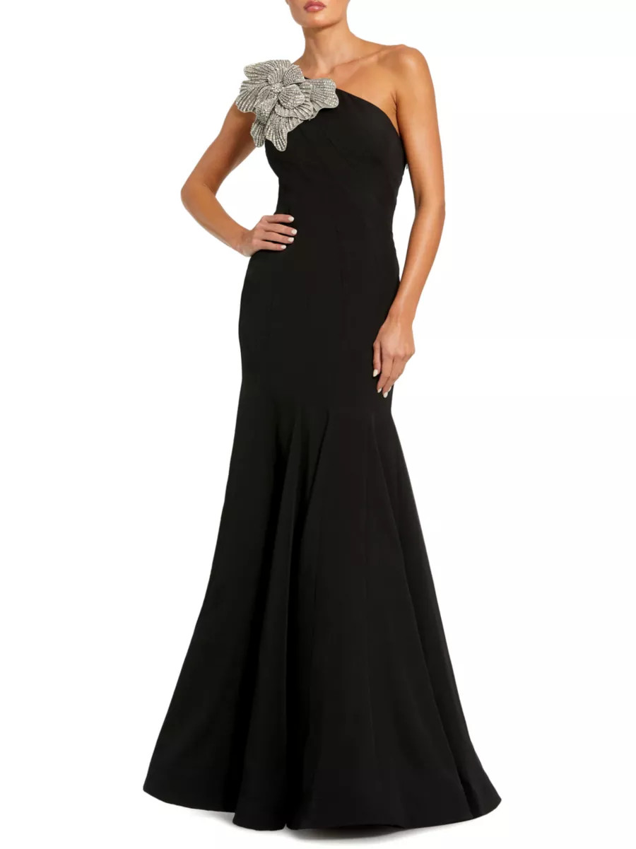 Seamed Crepe One-Shoulder Gown | Saks Fifth Avenue