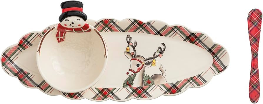 Mud Pie Christmas Christmas Tartan Tray & Tidbit Set | Amazon (US)