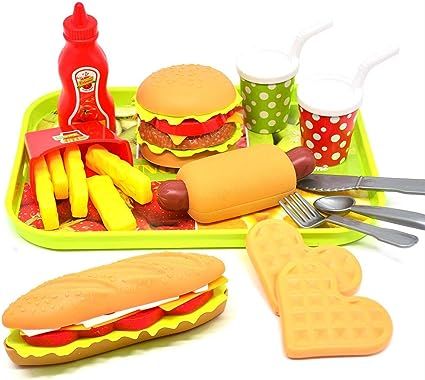 CAILLU Toddler Girls Toys Play Food Pretend Set,Food Green stem Kids Toys Burger,Boys Pretend Pla... | Amazon (US)