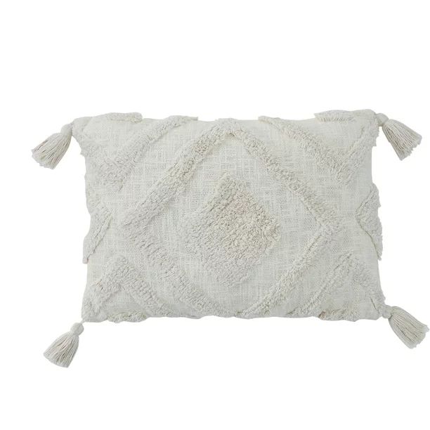 My Texas House Parker Tufted Cotton Oblong Decorative Pillow, 14" x 20", Coconut Milk | Walmart (US)